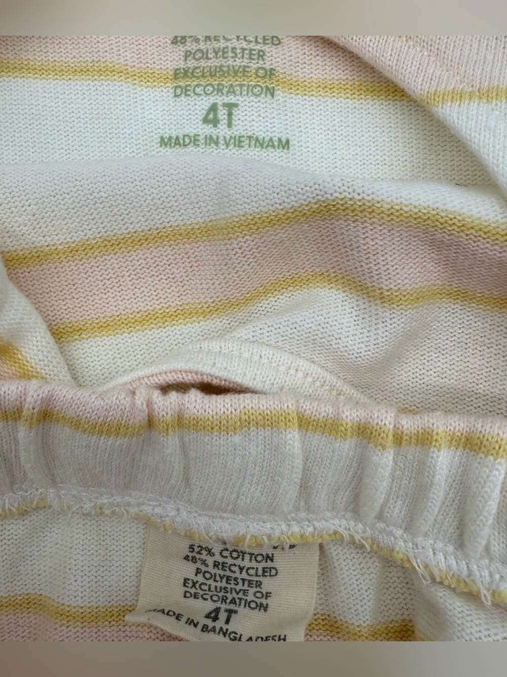 Easy Peasy Girls 2Pc Lounge Set 4T Pink Yellow Stripe Tank & Ruffle Shorts - Picture 5 of 6